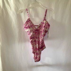 NAUTICA SPLICED ONE PIECE BATHING SUIT PINK TIE DY
